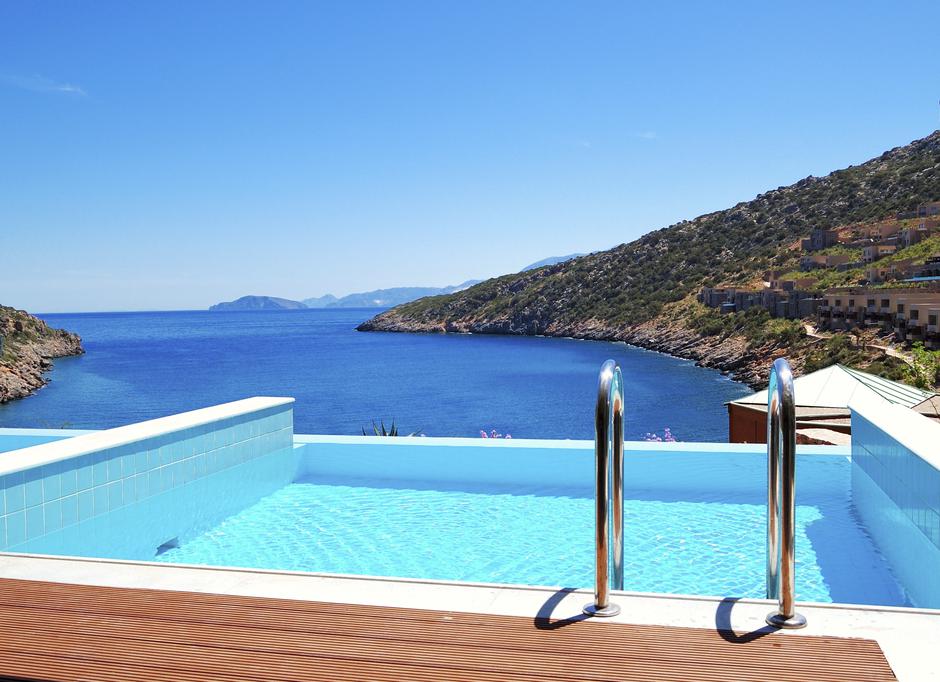 The sea view swimming pool at luxury villa, Crete, Greece